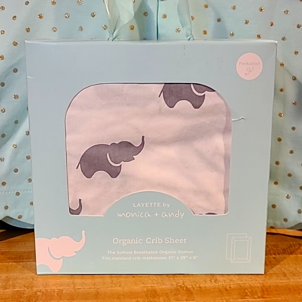 Layette by monica + andy - Organic Crib Sheet with Elephants